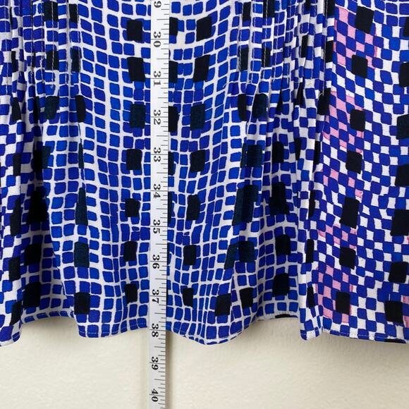 Reiss Saskia Sleeveless Shift Dress Size 2 Blue Abstract Tile - Picture 16 of 16